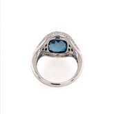 14KWG Ring w/ London Topaz, Sapphires and Diamonds - Sz 6.25